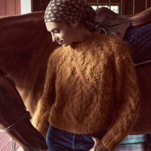 NWT Doen Anika Sweater in Bright Pumpkin XS Hand-Knit Heirloom